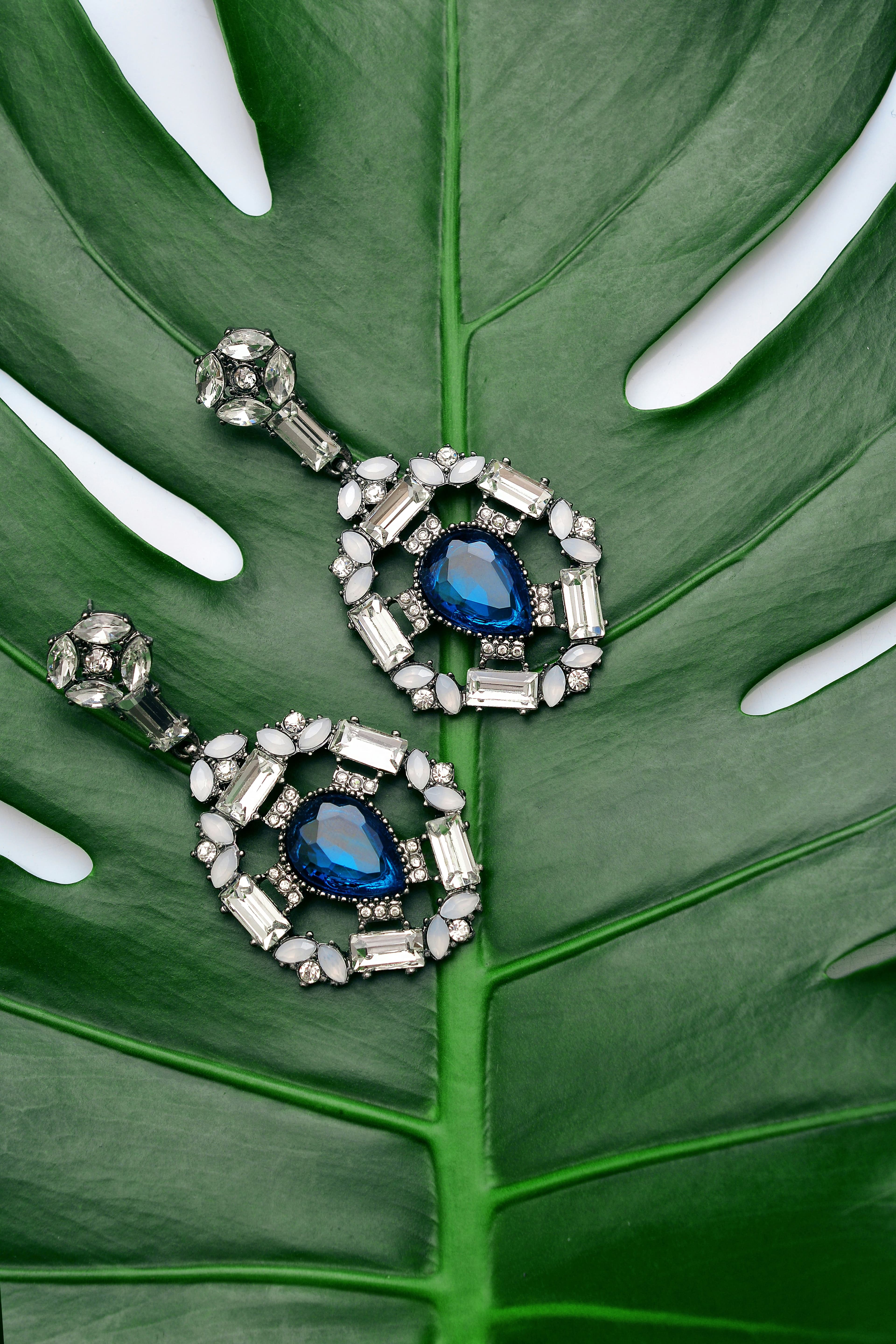 Art deco sapphire and diamond earrings